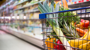 A shopping trolley in a supermarket